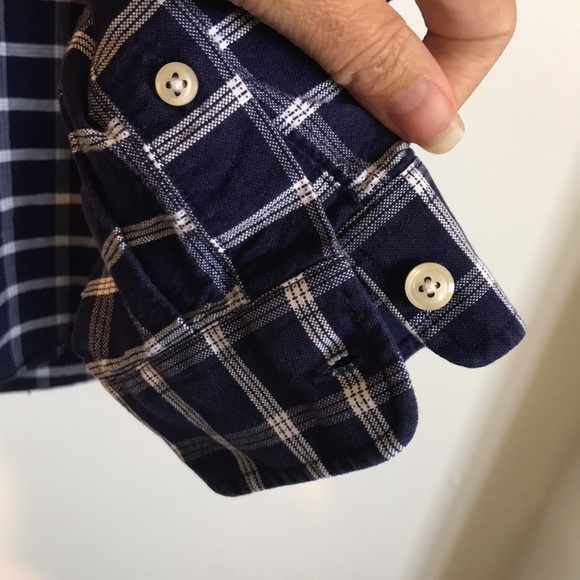 FRANK and Oak Blue plaid long sleeve button front shirt size Large - Picture 4 of 10